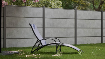 planeo Gardence Resistant - recinzione a innesto in HPL grigio cemento 180 x 183 cm