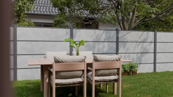 planeo Gardence Resistant - recinzione a innesto in HPL grigio cemento 180 x 183 cm