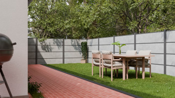 planeo Gardence Resistant - recinzione a innesto in HPL grigio cemento 180 x 183 cm