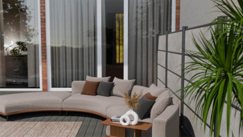 planeo Gardence Resistant - recinzione a innesto in HPL grigio cemento 180 x 183 cm