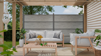 planeo Gardence Resistant - recinzione a innesto in HPL grigio cemento 180 x 183 cm