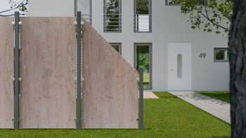 planeo Gardence Resistant - Recinzione privacy in HPL con bordo - aspetto legno 90 x 180cm