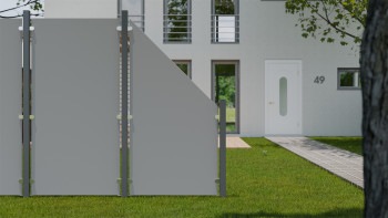 planeo Gardence Resistant - Recinzione privacy in HPL montante grigio semplice 90 x 180 cm