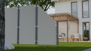 planeo Gardence Resistant - Recinzione privacy in HPL montante grigio semplice 90 x 180 cm