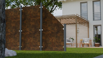 planeo Gardence Resistant - Recinzione privacy in HPL con bordo effetto ruggine 90 x 180cm