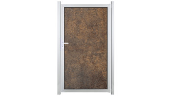planeo Gardence Resistant - Porta schermata per la privacy in HPL effetto ruggine con telaio in alluminio argento EV1
