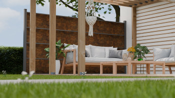planeo Gardence Resistant - recinzione a innesto in HPL effetto ruggine 180 x 183 cm