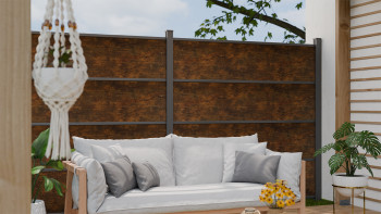 planeo Gardence Resistant - recinzione a innesto in HPL effetto ruggine 180 x 183 cm