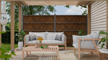 planeo Gardence Resistant - recinzione a innesto in HPL effetto ruggine 180 x 183 cm
