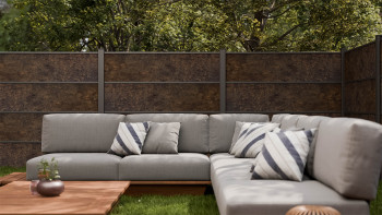 planeo Gardence Resistant - recinzione a innesto in HPL effetto ruggine 180 x 183 cm