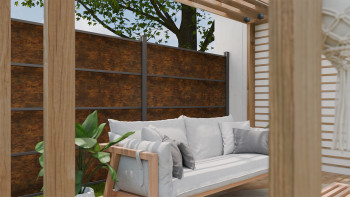 planeo Gardence Resistant - recinzione a innesto in HPL effetto ruggine 180 x 183 cm
