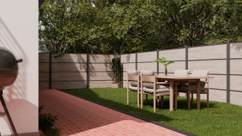 planeo Gardence Resistant - recinzione a innesto HPL effetto legno 180 x 183 cm