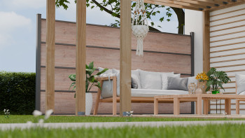 planeo Gardence Resistant - recinzione a innesto HPL effetto legno 180 x 183 cm