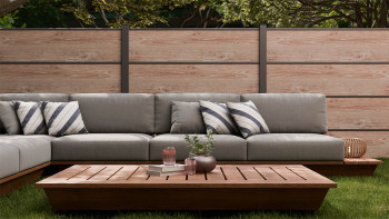 planeo Gardence Resistant - recinzione a innesto HPL effetto legno 180 x 183 cm