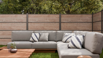 planeo Gardence Resistant - recinzione a innesto HPL effetto legno 180 x 183 cm