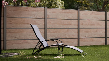 planeo Gardence Resistant - recinzione a innesto HPL effetto legno 180 x 183 cm