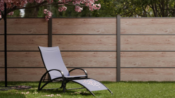 planeo Gardence Resistant - recinzione a innesto HPL effetto legno 180 x 183 cm