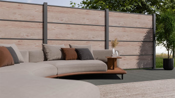 planeo Gardence Resistant - recinzione a innesto HPL effetto legno 180 x 183 cm