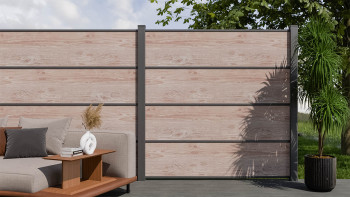 planeo Gardence Resistant - recinzione a innesto HPL effetto legno 180 x 183 cm