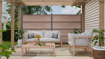 planeo Gardence Resistant - recinzione a innesto HPL effetto legno 180 x 183 cm