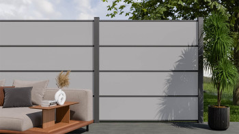 planeo Gardence Resistant - recinzione a innesto HPL uni grey 180 x 183 cm