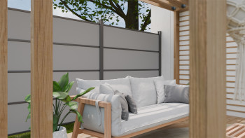 planeo Gardence Resistant - recinzione a innesto HPL uni grey 180 x 183 cm