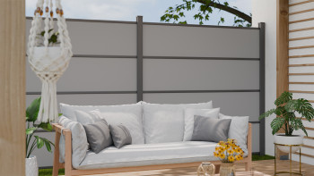 planeo Gardence Resistant - recinzione a innesto HPL uni grey 180 x 183 cm