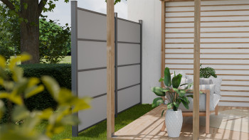 planeo Gardence Resistant - recinzione a innesto HPL uni grey 180 x 183 cm