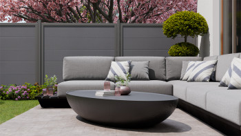 planeo Gardence Simply Guard - recinzione da giardino in PVC grigio antracite con telaio in alluminio antracite 180 x 180 cm