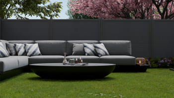 planeo Gardence Simply Guard - recinzione da giardino in PVC grigio antracite con telaio in alluminio antracite 180 x 180 cm