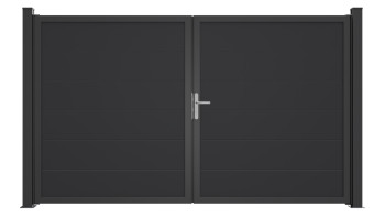 planeo Gardence Simply Guard - Porta in PVC - DIN destra a 2 ante grigio antracite con telaio in alluminio antracite | DB703 300 x 180 cm