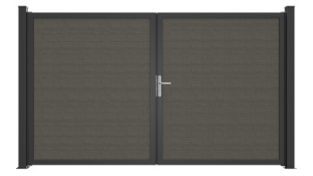 planeo Gardence Simply Guard - Porta in PVC - DIN destra a 2 ante Grigio Cenere con telaio in alluminio antracite | DB703 300 x 180 cm