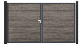 planeo Gardence Simply Guard - Porta in PVC - DIN sinistra a 2 ante Monument Oak con telaio in alluminio antracite | DB703 300 x 180 cm