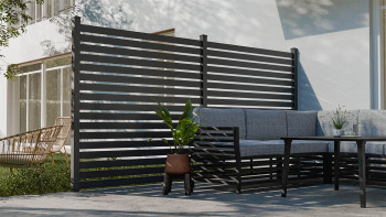 planeo Gardence Metallic Edge - Recinzione da giardino in alluminio quadrata antracite | DB703