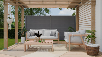 planeo Gardence Simply Premium - recinzione a innesto in PVC grigio antracite con listelli in antracite 180 x 180 cm