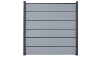 planeo Gardence Simply Premium - recinzione a innesto in PVC grigio argento con listelli in antracite 180 x 180 cm