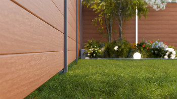 planeo Gardence Simply Small - Recinzione a innesto in PVC Golden Oak 180 x 180 cm