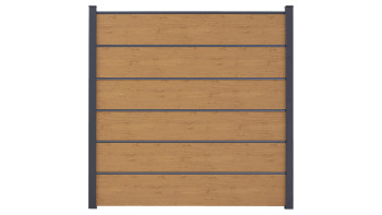 planeo Gardence Simply Premium - recinzione a innesto in PVC rovere nodoso naturale con lesene in antracite 180 x 180 cm