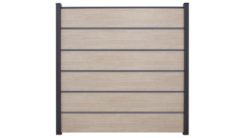 planeo Gardence Simply Premium - recinzione a innesto in PVC Sheffield Oak light con lesene in antracite 180 x 180 cm