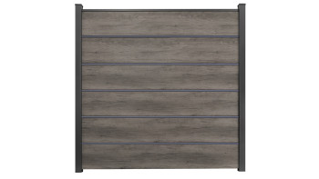 planeo Gardence Simply Premium - recinzione a innesto in PVC Monument Oak con lesene in antracite 180 x 180 cm