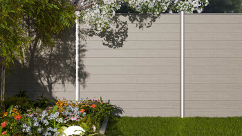 planeo Gardence Simply Small - Recinzione a innesto in PVC Grigio Cenere Taglio 180 x 180 cm