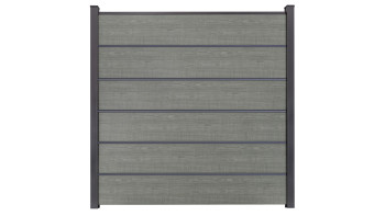 planeo Gardence Simply Premium - recinzione a innesto in PVC Grigio Cenere Taglio con lesene in antracite 180 x 180 cm