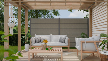 planeo Gardence Simply Premium - recinzione a innesto in PVC Grigio Cenere Taglio con lesene in antracite 180 x 180 cm