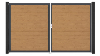 planeo Gardence Simply Small - Porta in PVC - DIN destra a 2 ante in rovere nodoso naturale con telaio in alluminio antracite | DB703 300 x 180 cm