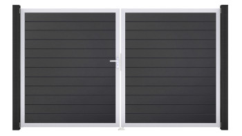 planeo Gardence Simply Small - Porta in PVC - DIN sinistra a 2 ante grigio antracite con telaio in alluminio argento | EV1 300 x 180 cm