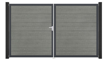 planeo Gardence Simply Small - Porta in PVC - DIN sinistra a 2 ante Grigio Cenere con telaio in alluminio antracite | DB703 300 x 180 cm