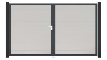 planeo Gardence Simply Small - Porta in PVC - DIN sinistro a 2 ante bianco con telaio in alluminio antracite | DB703 300 x 180 cm