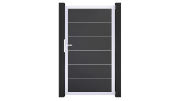 planeo Gardence Simply Premium - Porta universale in PVC antracite con telaio in alluminio argento | EV1 100 x 180 cm