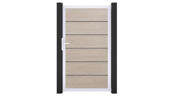 planeo Gardence Simply Premium - Porta universale in PVC Rovere Sheffield con telaio in alluminio argento | EV1 100 x 180 cm