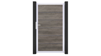 planeo Gardence Simply Premium - Porta universale in PVC Monument Oak con telaio in alluminio color argento | EV1 100 x 180 cm